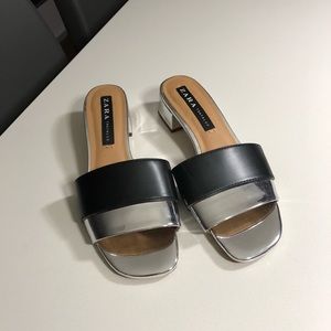ZARÄ beautiful, metallic and black slip on heels